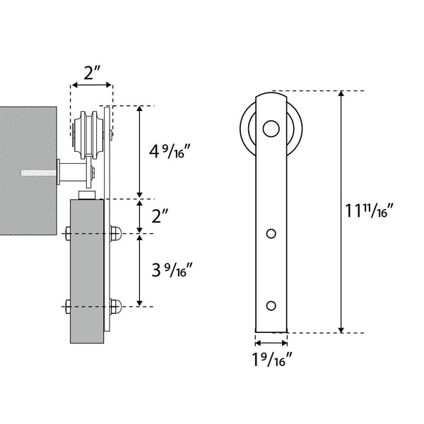 8ft Barn Door Hardware Kit (with IShape Hangers) customslidingbarndoors